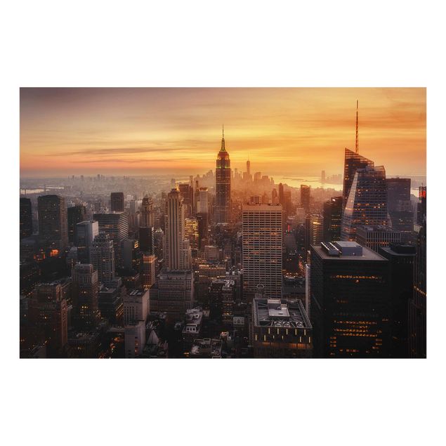 Glasschilderijen Manhattan Skyline Evening