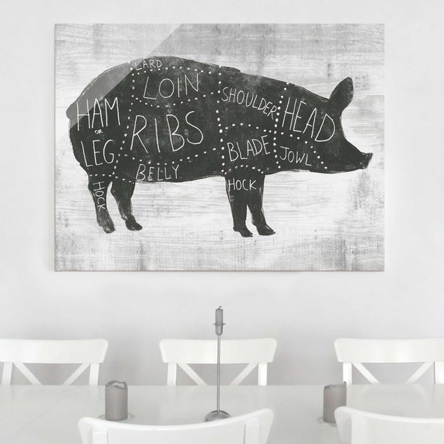 Glasschilderijen Butcher Board - Pig