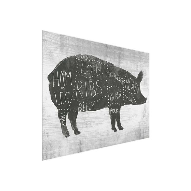 Glasschilderijen Butcher Board - Pig