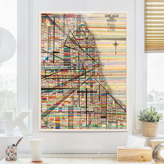 Glas Magnettafel Modern Map Of Chicago