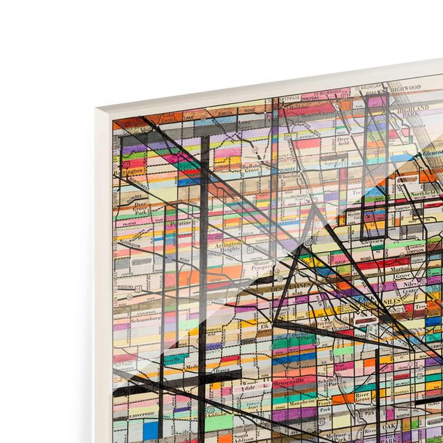 Glasschilderijen Modern Map Of Chicago