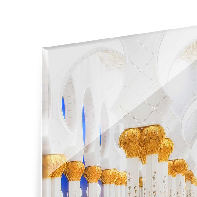 Glasschilderijen Mosque In Gold