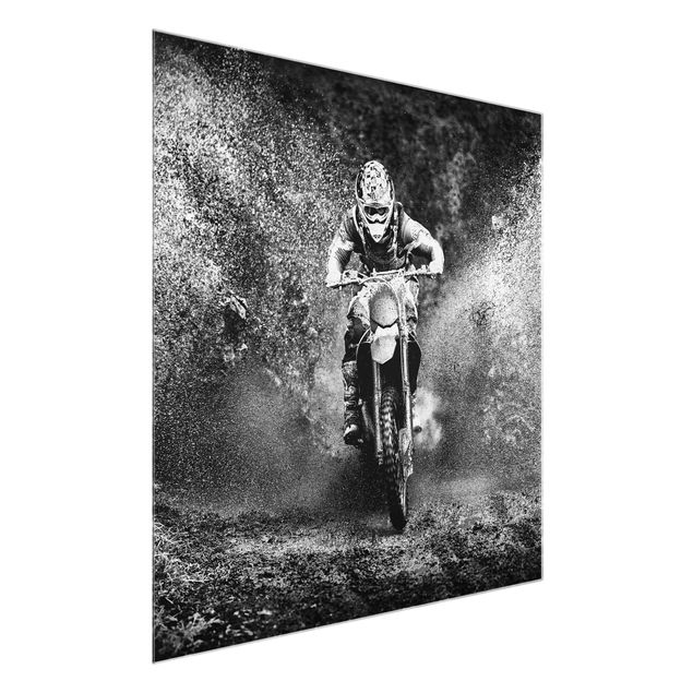 Glasschilderijen Motocross In The Mud