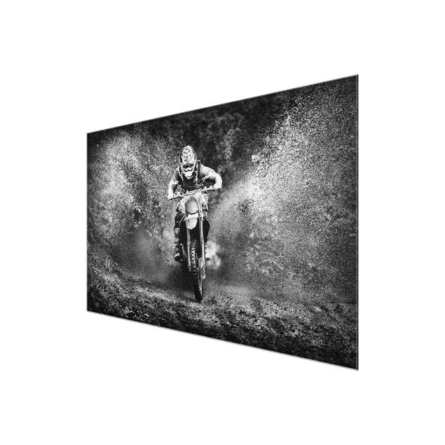 Glasschilderijen Motocross In The Mud