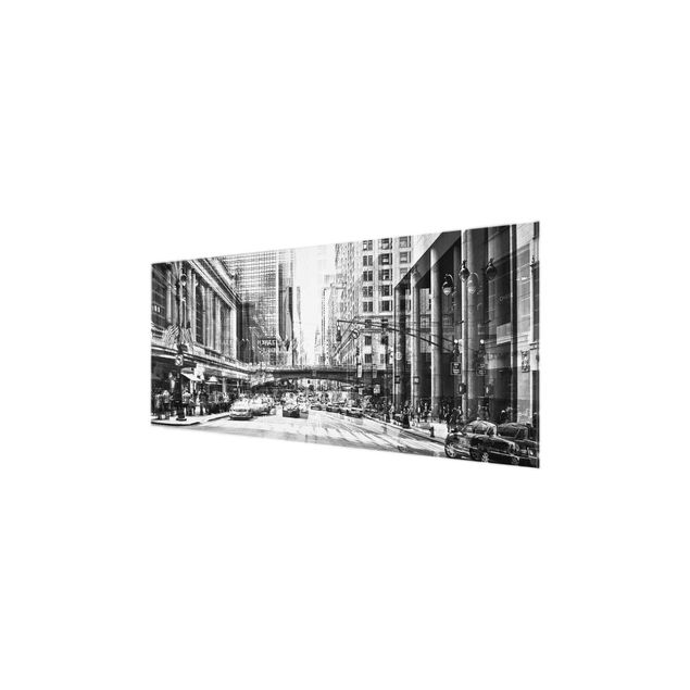 Glasschilderijen NYC Urban black and white
