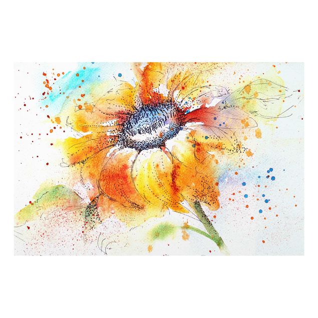 Glasschilderijen Painted Sunflower