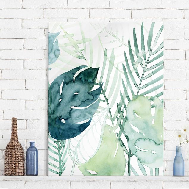 Glas Magnettafel Palm Fronds In Watercolour I