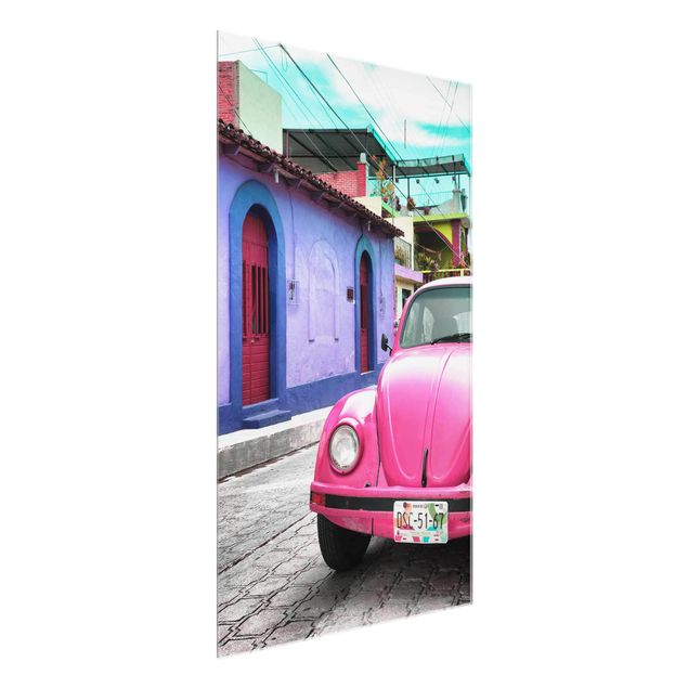 Magnettafel Glas Pink VW Beetle