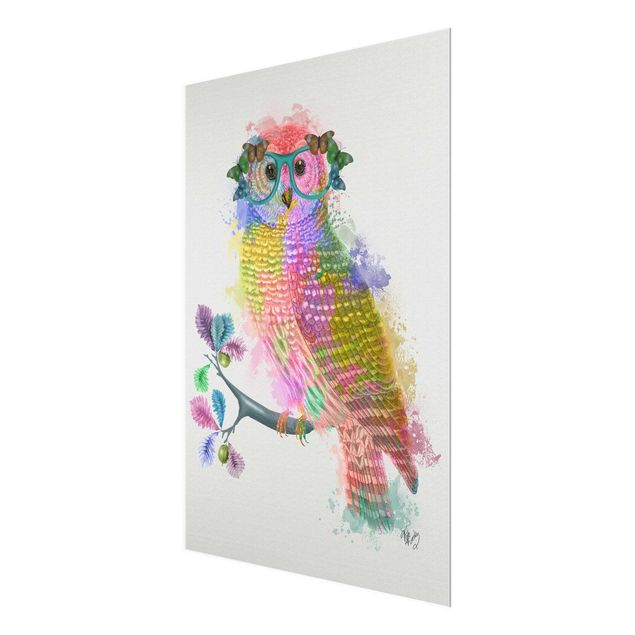 Glasschilderijen Rainbow Splash Owl