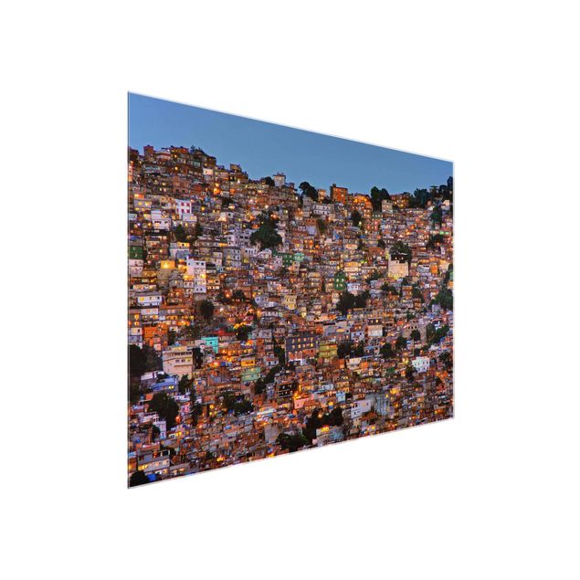 Glasschilderijen Rio De Janeiro Favela Sunset