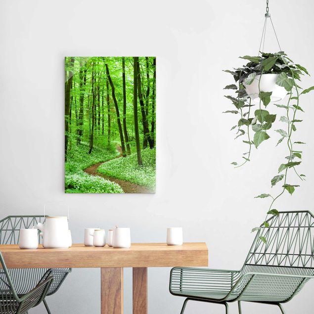 Glasschilderijen Romantic Forest Track