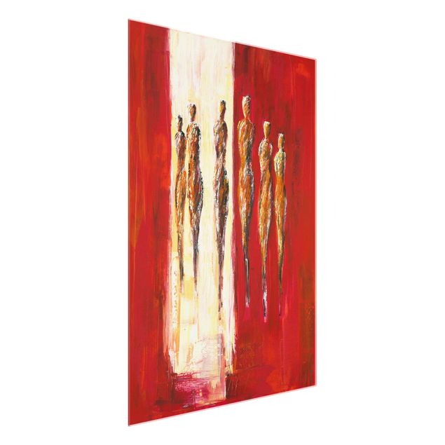 Glasschilderijen Petra Schüßler - Six Figures In Red