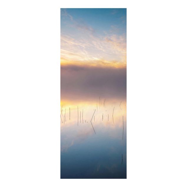 Glasschilderijen Sunrise Swedish Lake