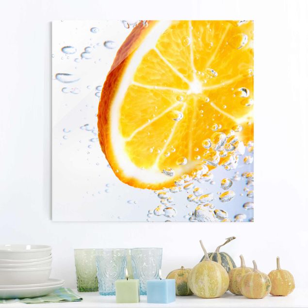 Glasschilderijen Splash Orange