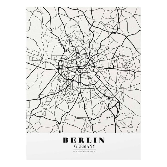 Glasschilderijen Berlin City Map - Classic