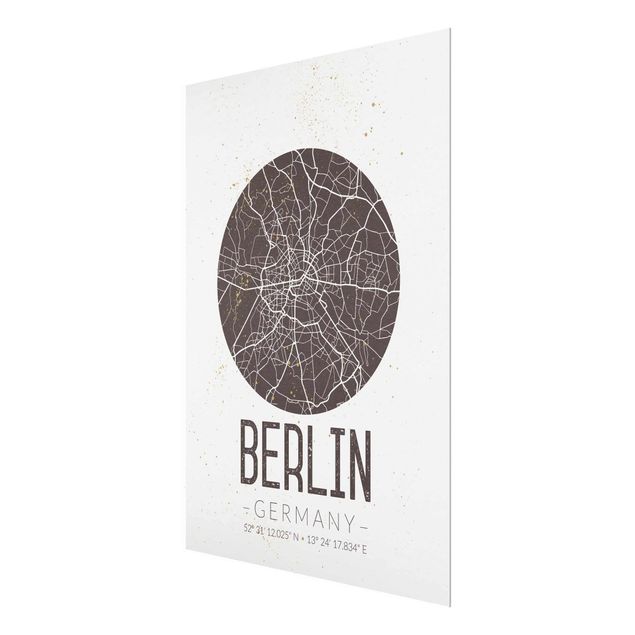 Glasschilderijen City Map Berlin - Retro
