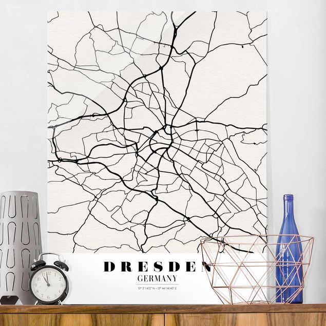 Magnettafel Glas Dresden City Map - Classical