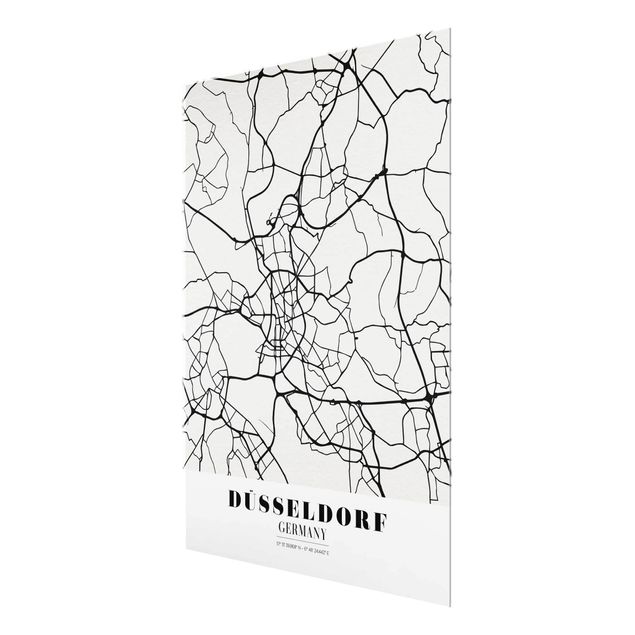 Glasschilderijen Dusseldorf City Map - Classic