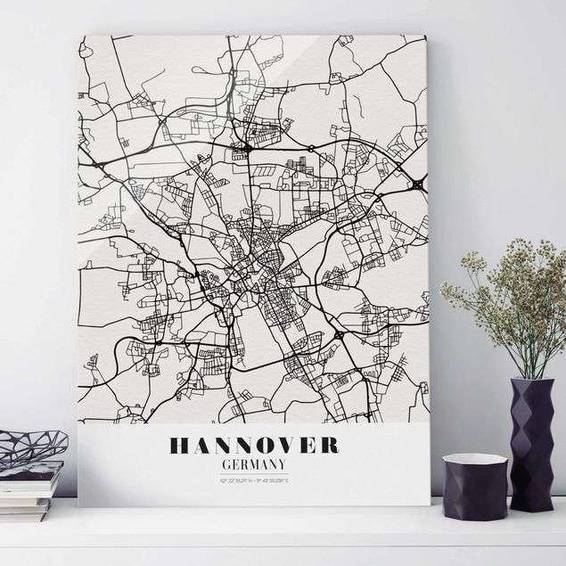 Magnettafel Glas Hannover City Map - Classic