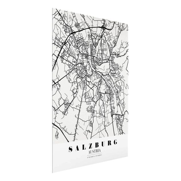 Glasschilderijen Salzburg City Map - Classic