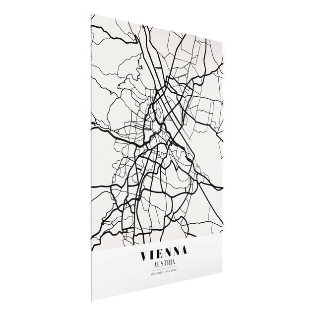 Glasschilderijen Vienna City Map - Classic