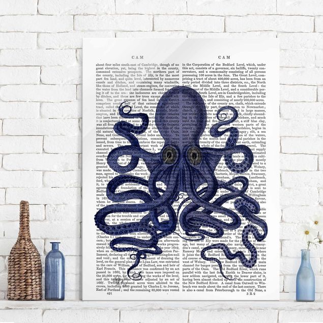 Glas Magnettafel Animal Reading - Octopus