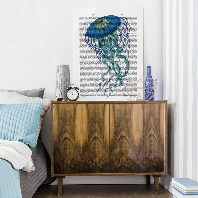 Glasschilderijen Animal Reading - Jellyfish