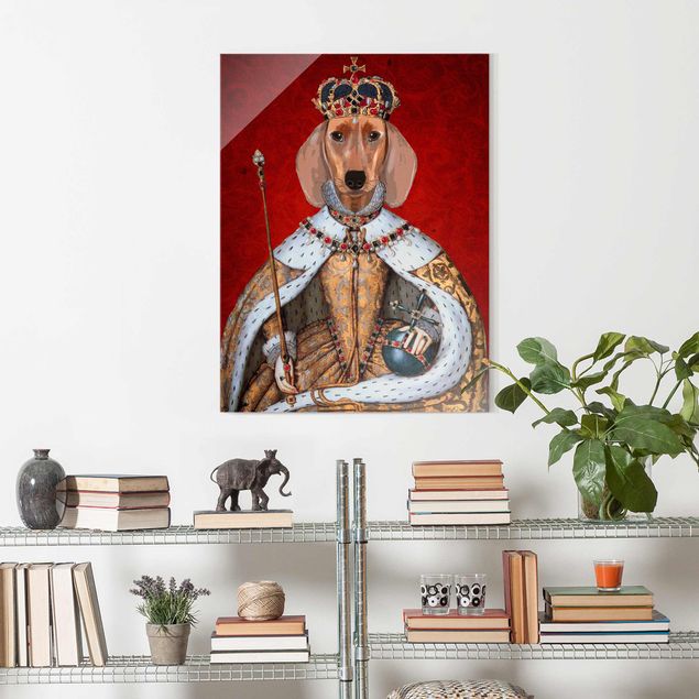 Glasschilderijen Animal Portrait - Dachshund Queen