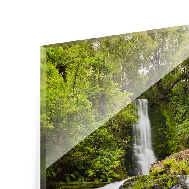 Glasschilderijen Upper Mclean Falls In New Zealand