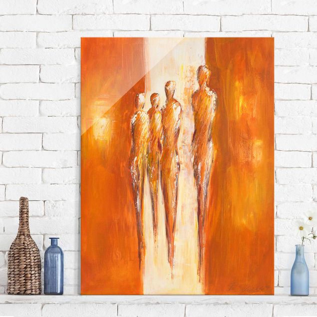 Glas Magnetboard Petra Schüßler - Four Figures In Orange 02