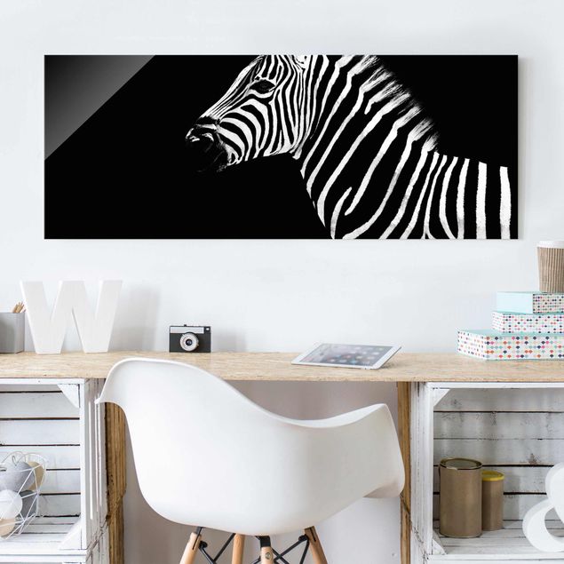 Glasschilderijen Zebra Safari Art