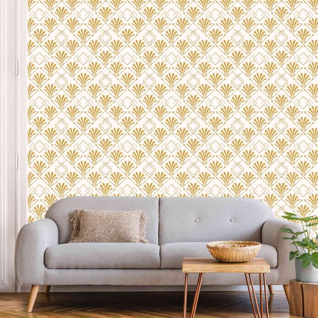 Fotobehang Glitter Optic With Art Deco Pattern In Gold