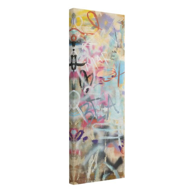 Leinwandbild - Graffiti Love in Pastell - Hochformat - 1:3
