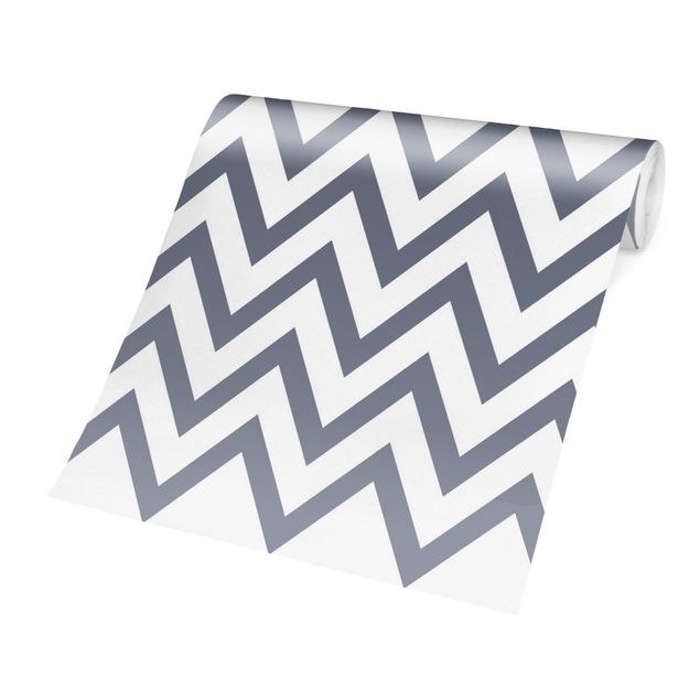 Patroonbehang Grey White Zigzag