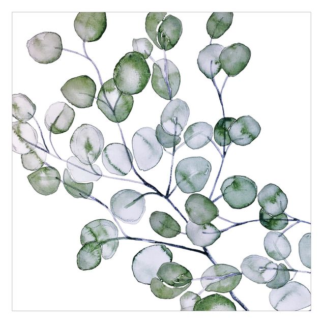 Fotobehang Green Watercolour Eucalyptus Branch