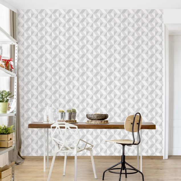 Patroonbehang Bright Geometric Wallpaper With 3D Effect