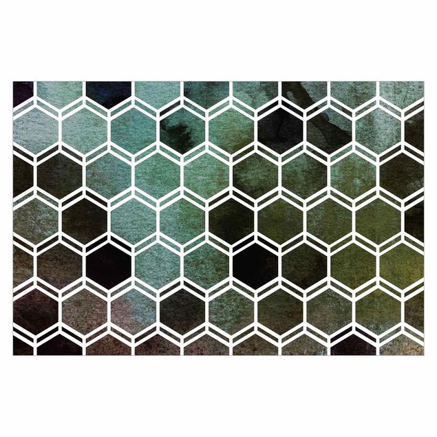 Patroonbehang Hexagonal Dreams Watercolour In Green