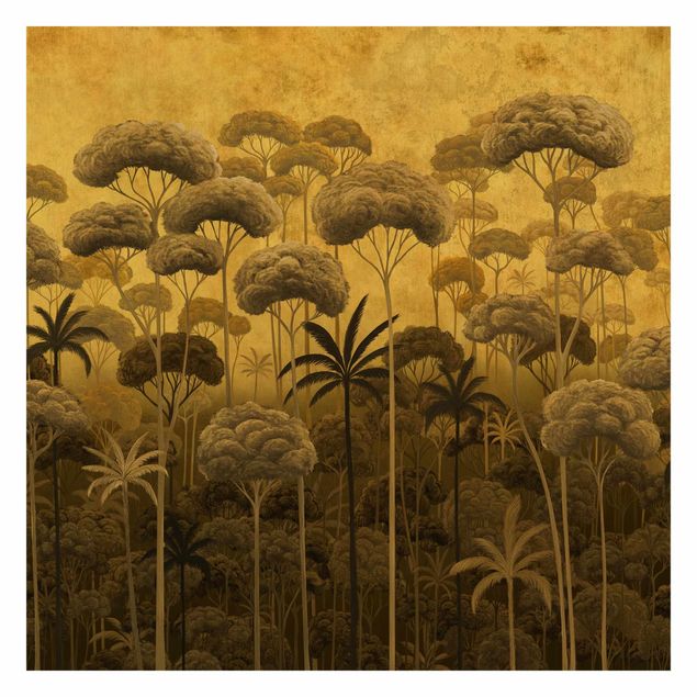 Fotobehang - Tall Trees in the Jungle in Golden Tones