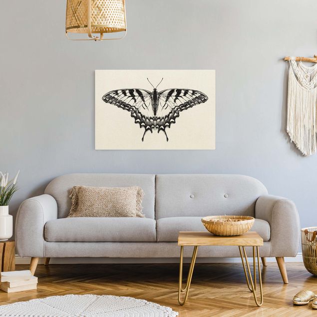 Natuurlijk canvas schilderijen Illustration Flying Tiger Swallowtail Black