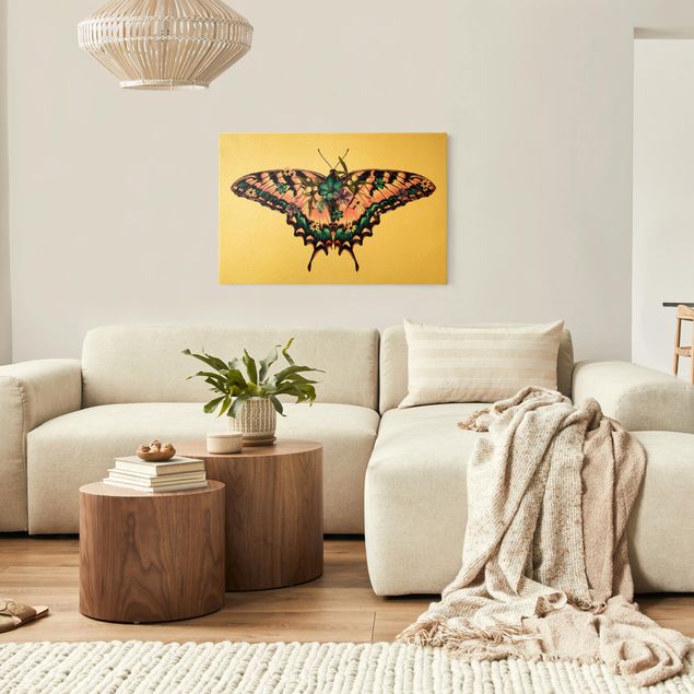Canvas schilderijen - Illustration Floral Tiger Swallowtail
