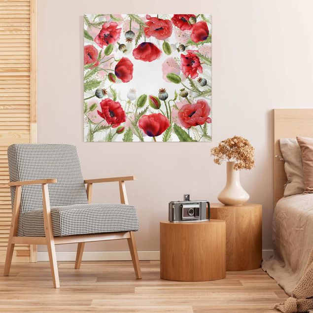 Canvas schilderijen - Illustrated Poppies