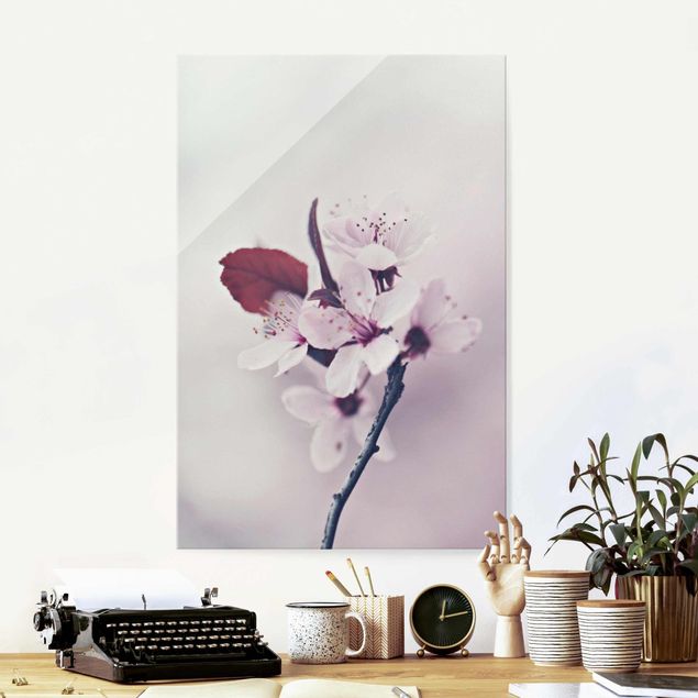 Glas Magnetboard Cherry Blossom Branch Antique Pink