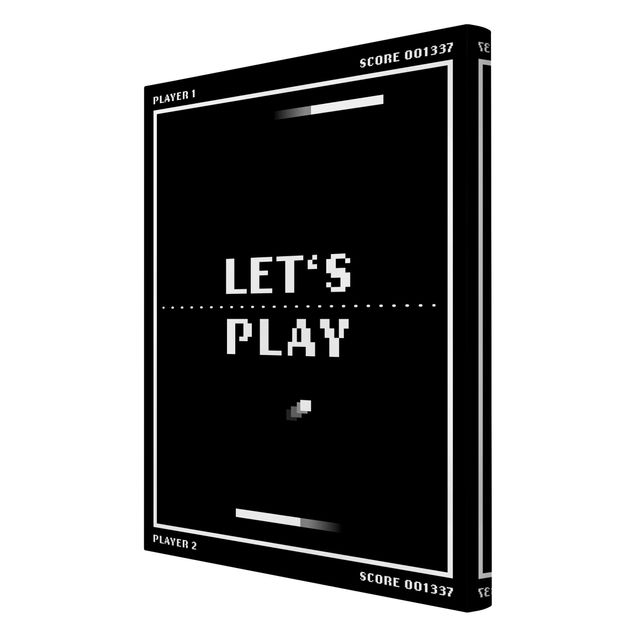 Leinwandbild - Klassik Videospiel in Schwarzweiß Let's Play - Hochformat - 2:3