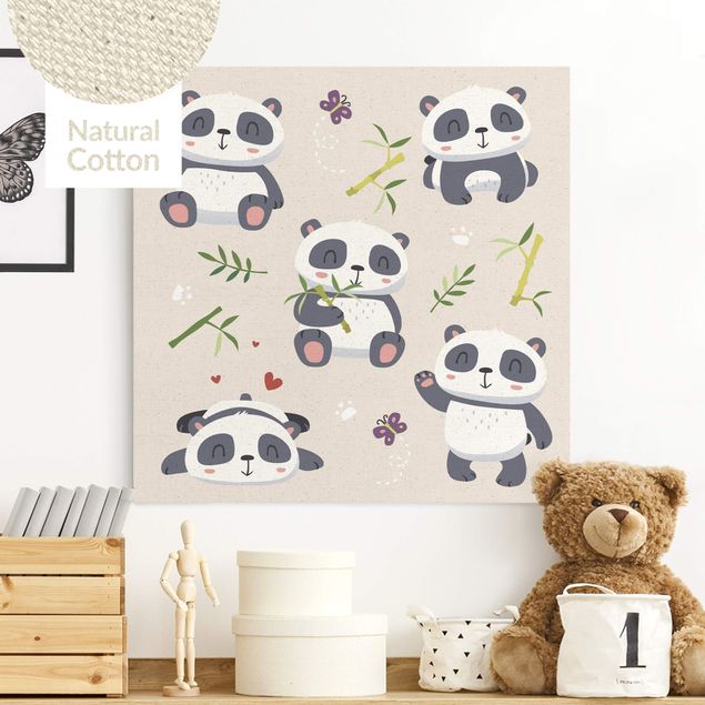 Natuurlijk canvas schilderijen Cuddly Pandas