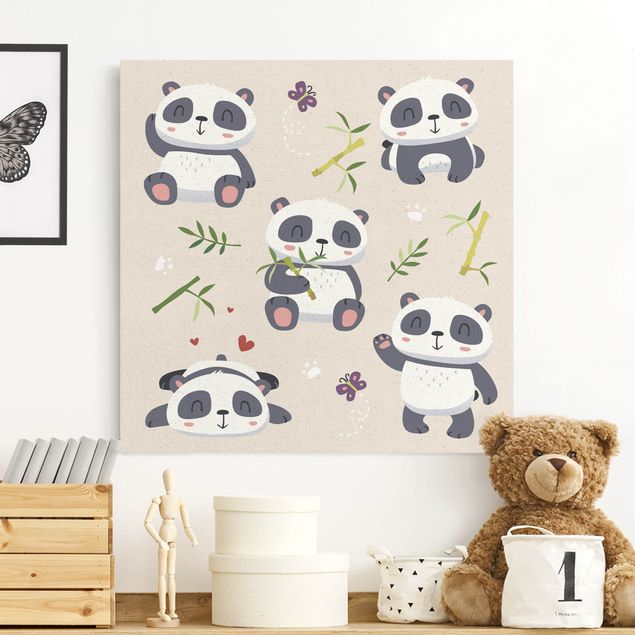 Natuurlijk canvas schilderijen Cuddly Pandas