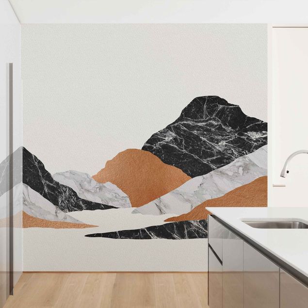 Fotobehang Landscape In Marble And Copper II