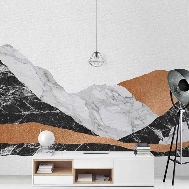 Fotobehang Landscape In Marble And Copper