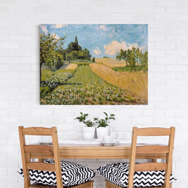 Canvas schilderijen Alfred Sisley - Summer Landscape With Fields