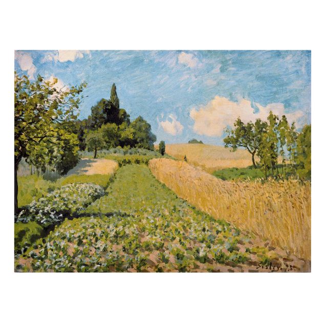 Canvas schilderijen Alfred Sisley - Summer Landscape With Fields