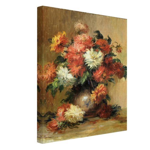 Canvas schilderijen Auguste Renoir - Still Life with Dahlias